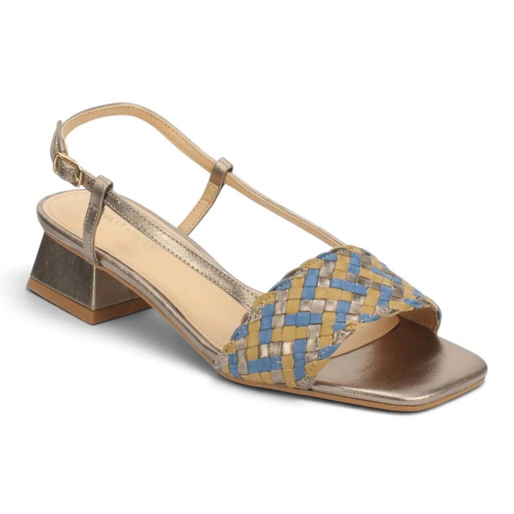 NEW BRUNO MENEGATTI women's kimberly leather sling back sandal in pewter